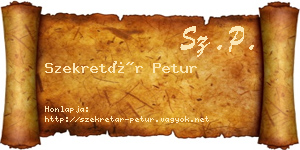 Szekretár Petur névjegykártya